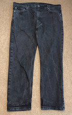 Levis 502 Jeans Mens 40x30 Taper Fit High Rise Low Stretch Black Denim