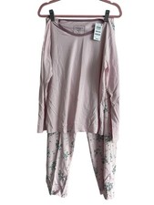 Charter Club Women's 2-Pc. Printed Long-Sleeve M Pajamas Set Pink Floral Pants