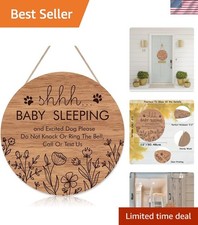Funny Baby Sleeping Hanging Sign Plaque, Do Not Knock Or Ring The Bell, Round...