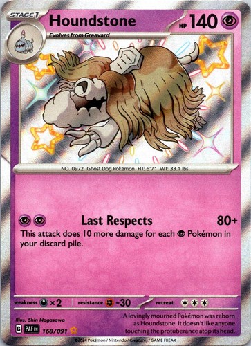 Houndstone 168/091 Shiny Rare Paldean Fates Pokemon Holo Near Mint