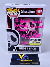 Emma Roberts Signed Ghost Face GITD Funko 1607 w/ BLACKLIGHT QUOTE + JSA WITNESS