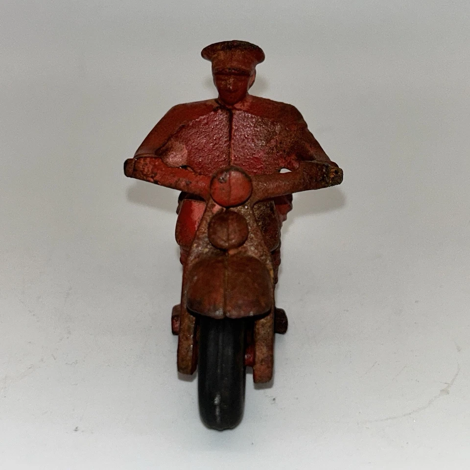 Винтажная антикварная игрушка Hubley мотоцикл красный полицейский дорожный патруль США 1930-е - Изображение 3 из 4