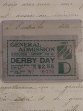 1957 CHURCHILL DOWNS KENTUCKY DERBY DAY GENERAL ADMISSION TICKET  Louisville