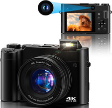 4K Digital Camera, 64MP Dual Cameras for Photography Autofocus Anti-Shake, Video