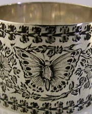 ENGLISH BUTTERFLY STERLING SILVER NAPKIN RING VICTORIAN 1883