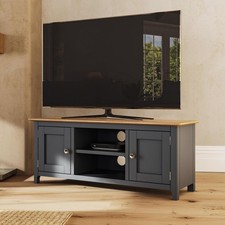 Large 2 Door TV Unit Graphite Blue Oak Living Room Assembled