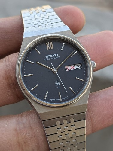 Seiko Lord Quartz 8243-7020 Rare Blue Dial Vintage Men's Watch Japan
