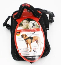 Pet Dog Harness Padded With Dog Collar Black with Integrated Leash
