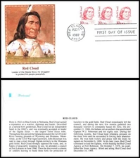 1987 Red Cloud Sc 2175 FDC Fleetwood Lakota chief warrior peace advocate Sioux