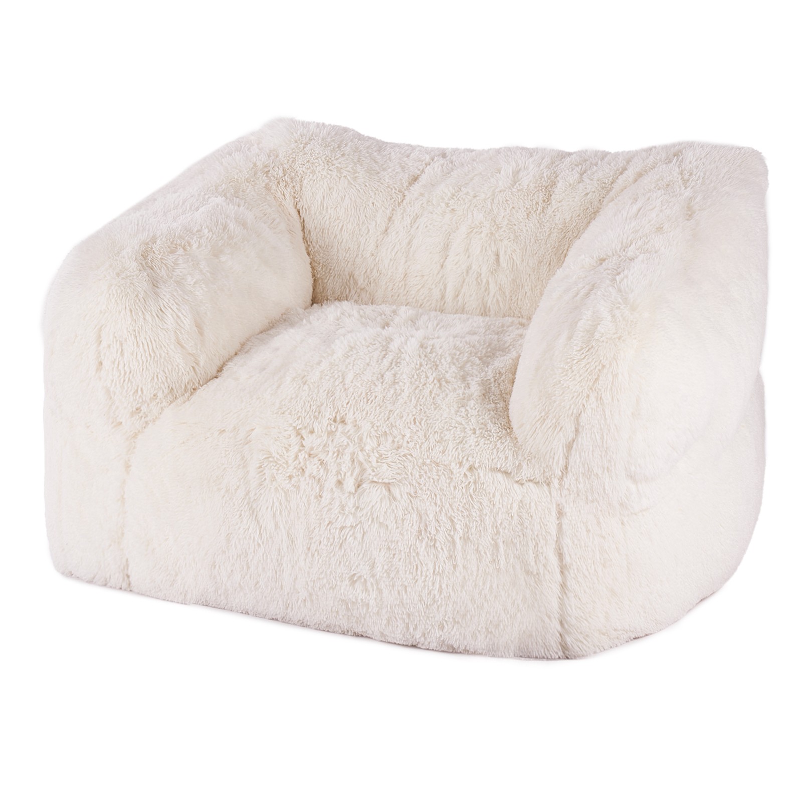 Beanbag Sofa Chair With Armrests For Adults Plush Beige