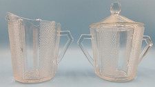 Jeanette Glass Co. "Dewdrop" Sugar & Creamer Set, Perfect, No Chips, No Cracks