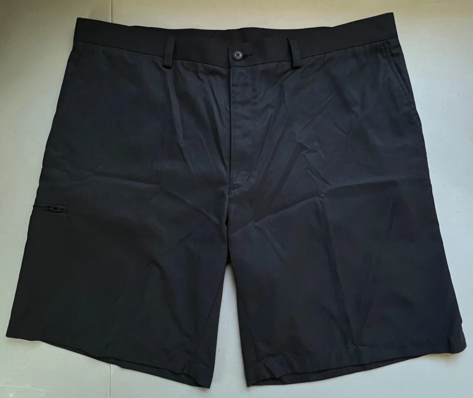 Champions Tour Golf Shorts Mens 40 Black Performance Flat Front Zip Pocket