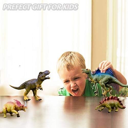 Realistic Dinosaur Figure Toys, 6 Pack 7" Large Size Plastic Dinosaur Set for...