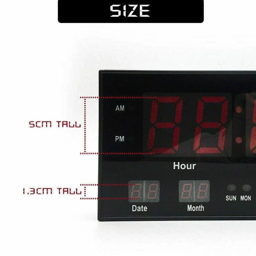 Digital Home Large Big Jumbo LED Wall Clock Desk With Calendar Temperature Decor - Picture 3 of 10