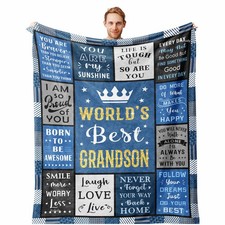 Grandson from Grandma/Grandpa,Birthday Grandson Blanket 60x50, Grandson Gift ...