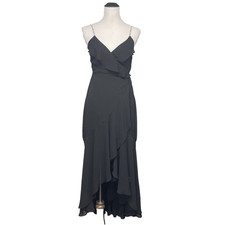 Express XS Black Rhinestone Strap Ruffle Hi-Lo Dress Cocktail Evening Y2K Style