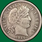 1914 Barber Dime Silver Extremely Fine XF Coin #32701