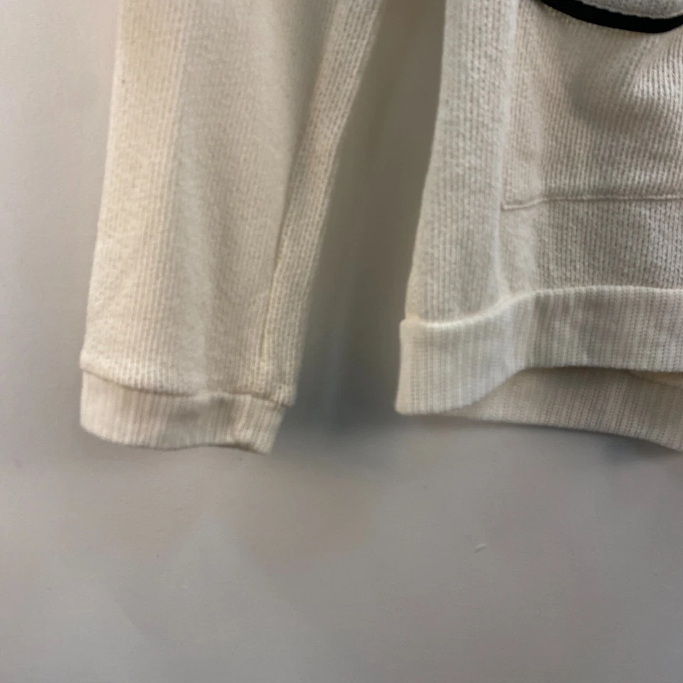 Suéter Top Cárdigan Monteau Mujer Grande Crema Cuello en V Botón Algodón Foto 4 de 4