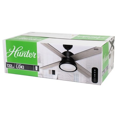 Hunter 50425 Loki Deckenventilator Beleuchtung Fernbedienung Eiche schwarz 132cm