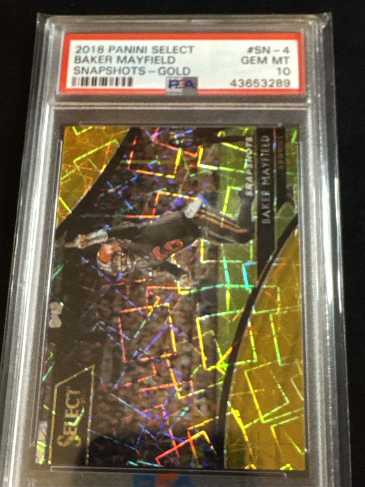 2018 Panini Select Snapshots Gold Prizm 7/10  Baker Mayfield Rc PSA 10