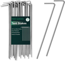 18 Pack 7" Heavy Duty Tent Stakes Metal Ground Pegs For Tents Inflatables