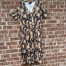 ASOS Design cotton tie-dye tiered maxi dress Brown And Black and black Sz 12