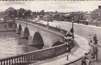 RPPC S/W New Bridge Worcester 1963 verschickt