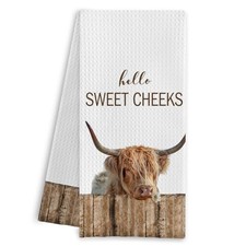 Hello Sweet Cheeks Highland Cow Bathroom Hand Towels, Cow Bathroom Pig Casual