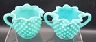 Vintage Fenton Turquoise Milk Glass Hobnail Creamer & Matching Sugar Bowl