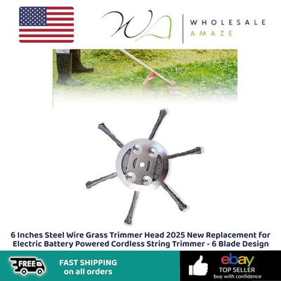 #ad 6 Inches Steel Wire Grass Trimmer Head 2025 New Replacement for Electric Battery $19.99
