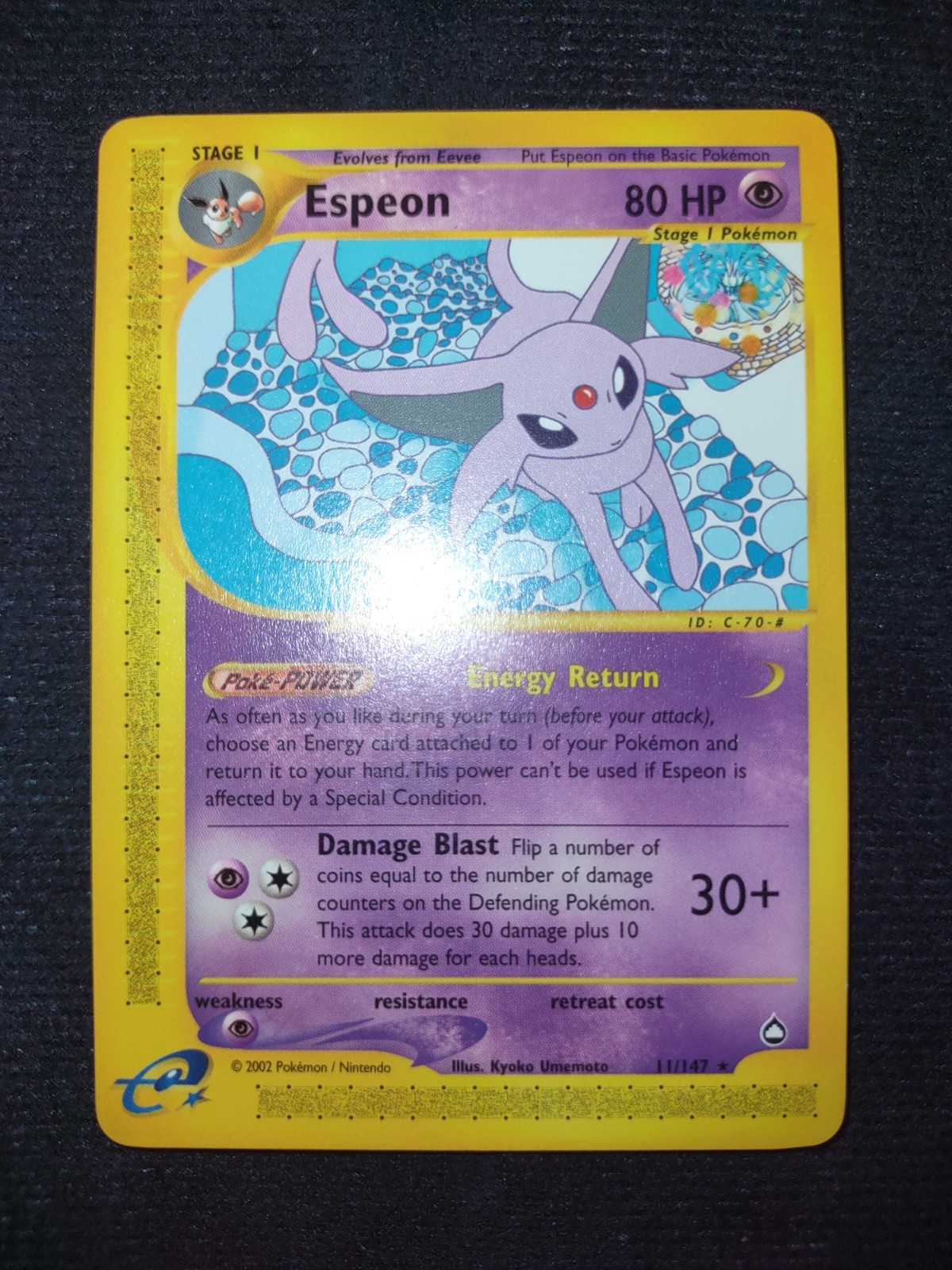 Espeon 11/147 Pokemon Trading Card Game eCard Aquapolis Near Mint TCG NM