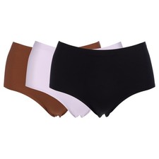Rhonda Shear 3 Pack Invisible Edge Mid-Rise Brief Underwear Black/Mahogany/Laven