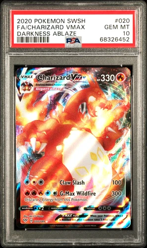 2020 POKEMON FA/CHARIZARD VMAX SWORD & SHIELD DARKNESS ABLAZE #020 PSA 10