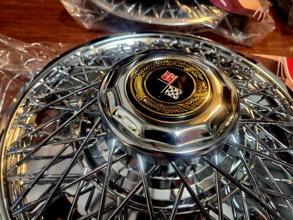 Set Vintage Chrome Chevrolet Chevy Hubcap Wire Spoke Wheel Cover 13" Aftermarket - Image 2 of 4