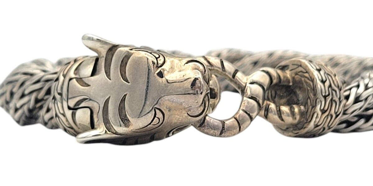 John Hardy Legends Macan Tiger Cable Bracelet Sterling Silver 7.5