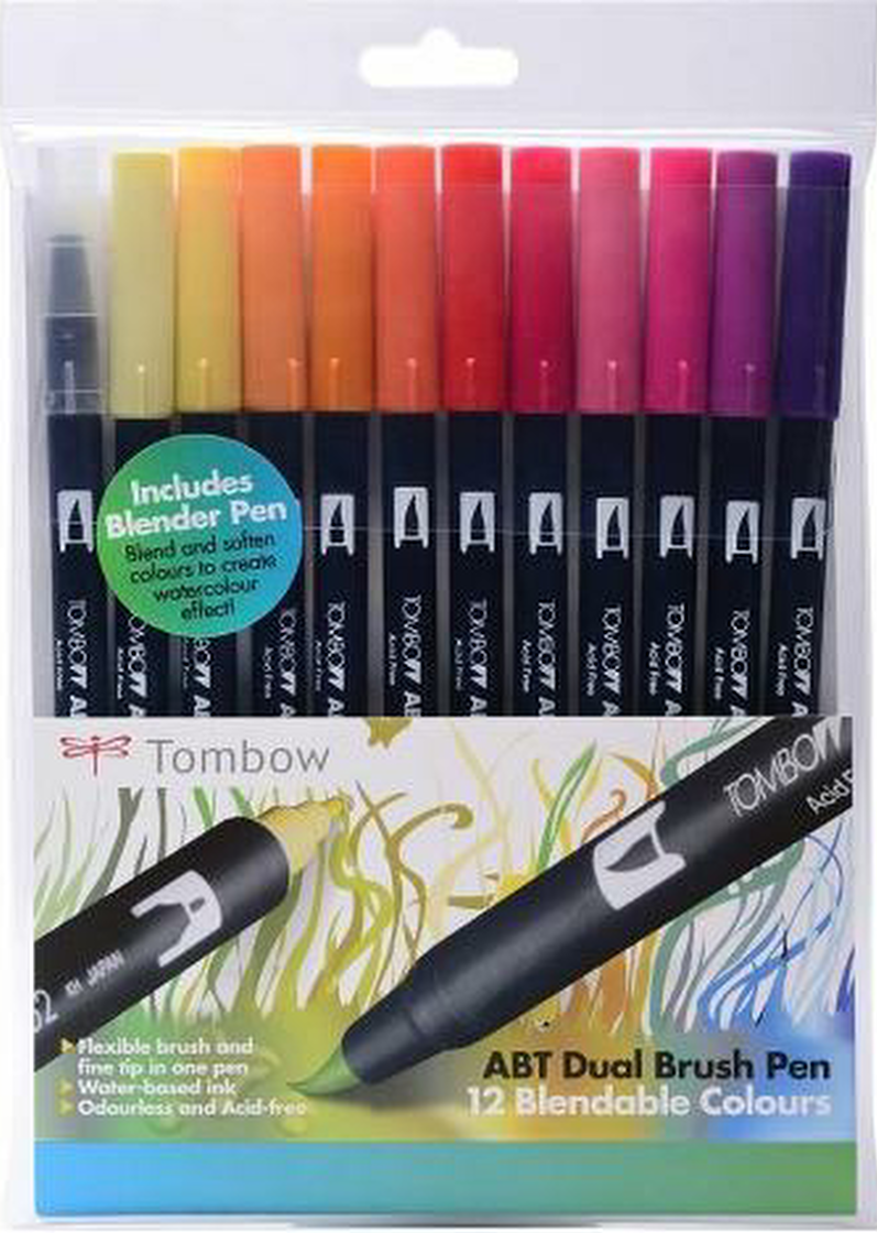 Tombow ABT Dual Brush Pen Sunset Colours Set of 12