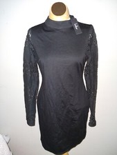 Lulu's Women's Little Black Dress Lace L/S Knee Length NEW Size Medium