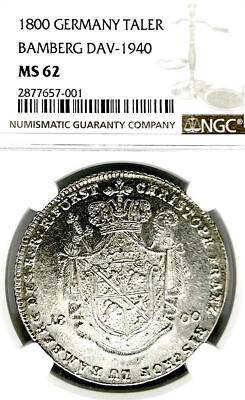 German States Bamberg 1800 Taler Coin CITY VIEW Thaler NGC MS62 F