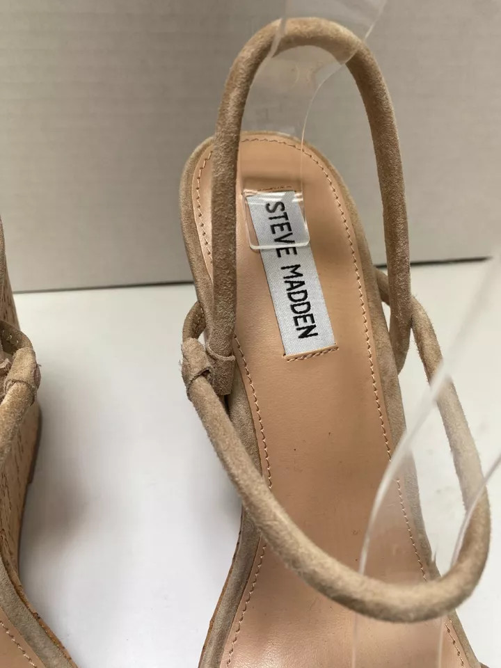 Sandalias de cuña STEVE MADDEN para mujer Udell con tiras de gamuza tostada plataforma talla 11 Foto 4 de 4