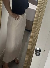 NWT Satin Ivory Beige Maxi Skirt Size S