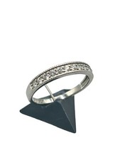 Sterling Silver 925 Band Ring with CZ Stones Size 6.75 Simple Minimalist Design