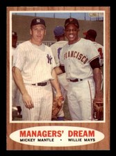 1962 Topps Baseball #18 Managers' Dream Mantle Mays EX/MT - NM
