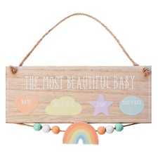 Plaque Suspendue Pour Bébé La Plus Belle - Avec Arc-En-Ciel - MDF