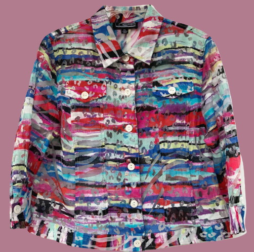 PL White Multi Sheer  Shacket Collared , Linear - image 8