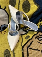 SCHUTZ EVENING NAPA WHITE SATIN RHINESTONES KNOT BRIDE FORMAL BHLDN  EUC 10.5B