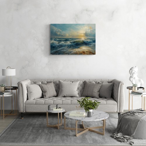 Beach Wave Sunset Seascape Canvas Picture Print Wall Art - Picture 7 of 9