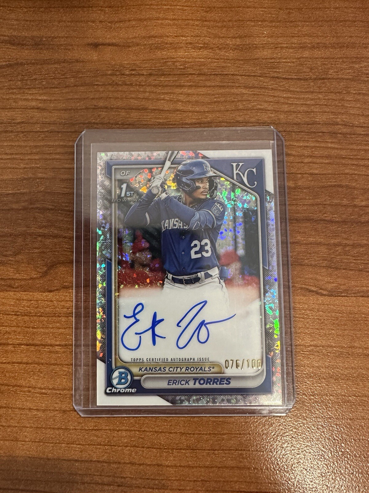 ERICK TORRES 2024 BOWMAN CHROME 1ST MINI DIAMOND AUTO /100 Royals