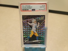 2021 Panini Mosaic JUSTIN HERBERT CENTERSTAGE MOSAIC PRIZM CS9 PSA 10 GEM T6338