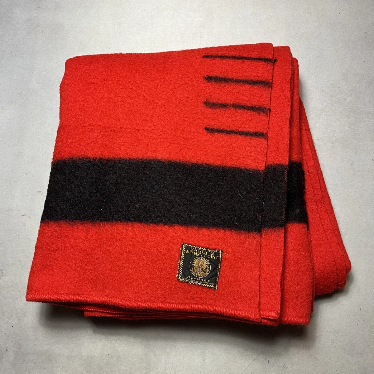 Vintage Early s Witney Point 4 Point Wool Blanket Hudson Bay Rare EUC 88 x72