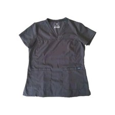 Adar Scrubs Top Womens Size Medium Sweetheart Neckline Short Sleeve Gray Grey